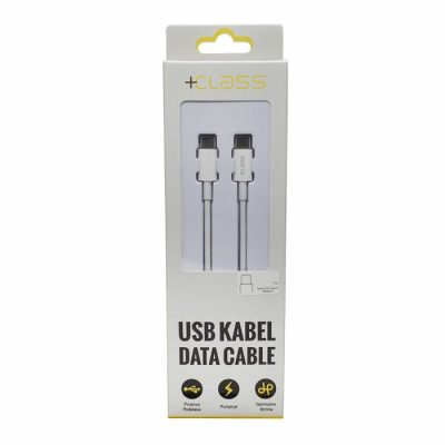 USB KABEL +CLASS TIP C NA TIP C PD DUŽINE 3 m BIJELI