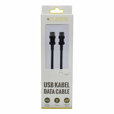 USB KABEL +CLASS TIP C NA TIP C PD DUŽINE 3 m CRNI